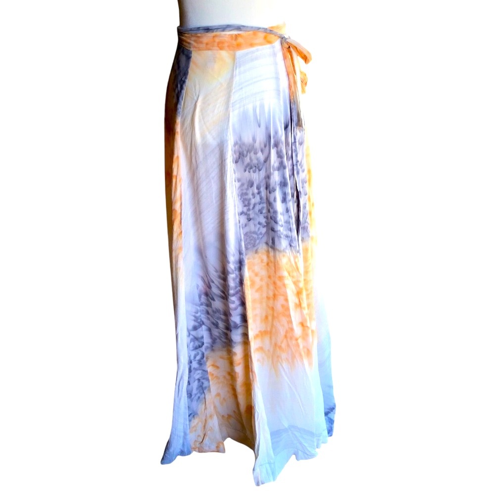 Indah Salt Dyed Blue and Orange Wrap Around Skirt